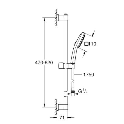 GROHE 26398001 - Set de ducha VITALIO COMFORT 110 600 mm cromo brillante