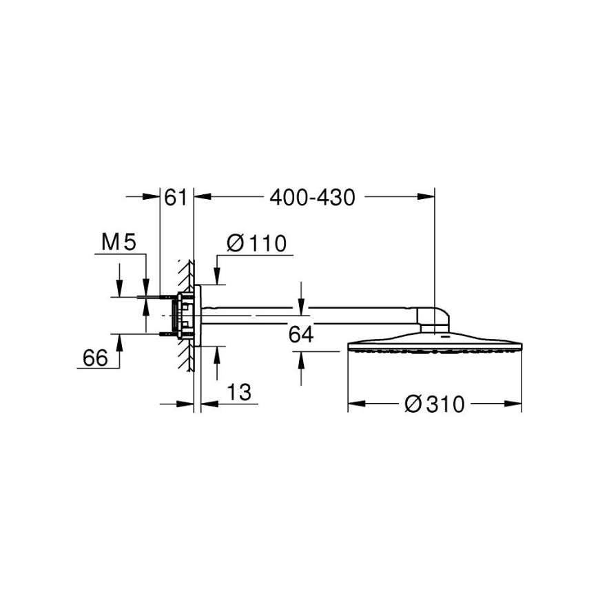GROHE 26475000 - Cabezal de ducha RAINSHOWER SMARTACTIVE 310 mm, acabado cromo brillante