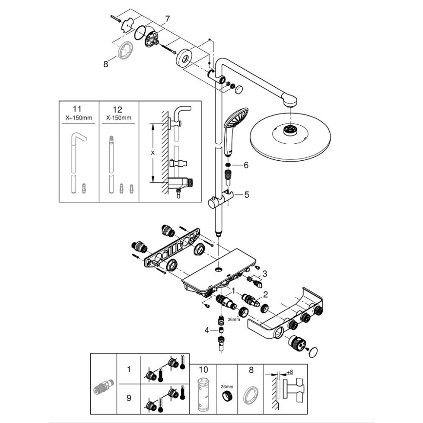 GROHE 26507000 - Sistema de ducha EUPHORIA SMARTCONTROL 310 DUO en cromo brillante