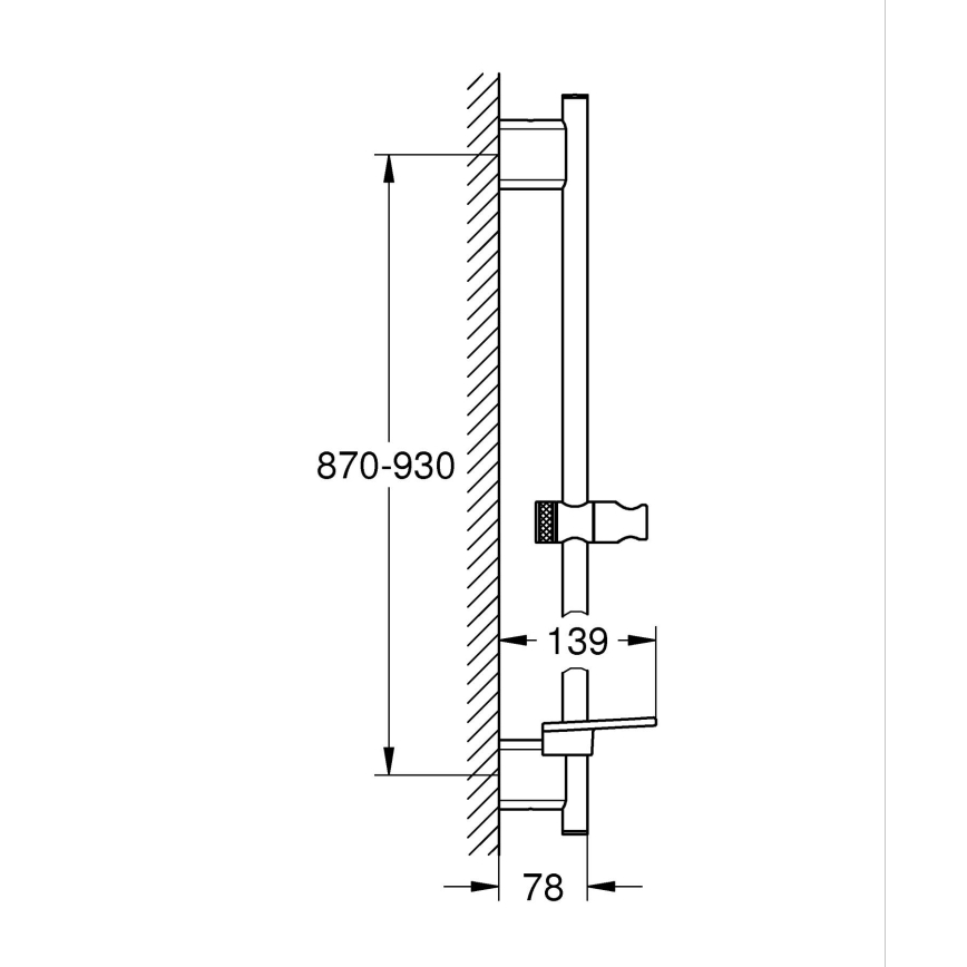 GROHE 266032430 - Barra de ducha SMARTACTIVE de 900 mm, negra
