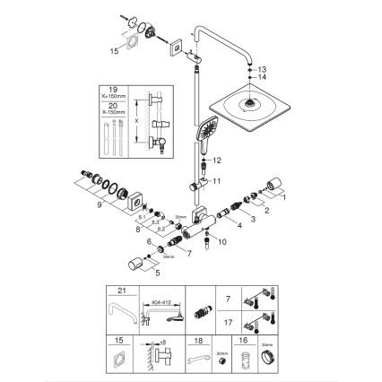 GROHE 26652000 - Sistema de ducha RAINSHOWER SMARTACTIVE 310 de 450 mm, cromo brillante