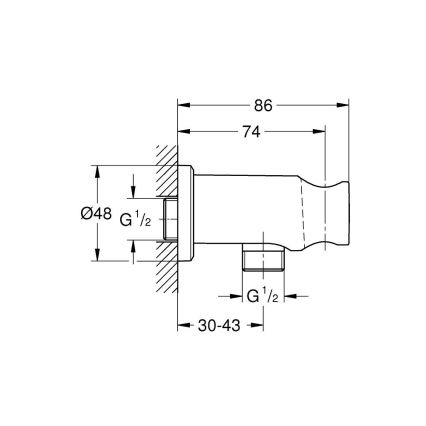 GROHE 26658000 - Conexión mural con soporte de ducha integrado Ø 48 mm cromado