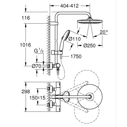 GROHE 266772431 - Sistema de ducha VITALIO START SYSTEM 250 390 mm negro