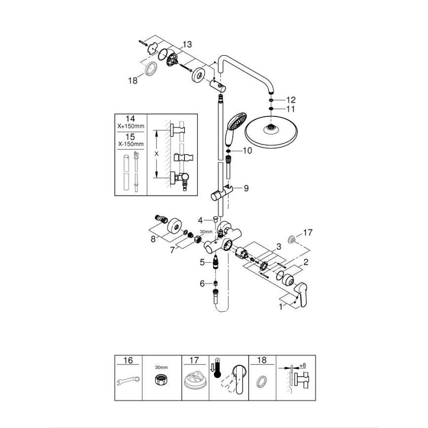GROHE 26679001 - Sistema de ducha VITALIO START 250 390 mm cromado brillante