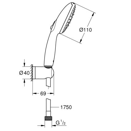 GROHE 26769001 - Juego de ducha VITALIO START 110 1750 mm cromado brillante