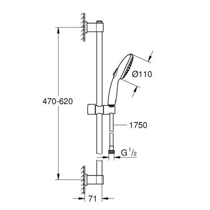 GROHE 26951001 - Set de ducha VITALIO START 110, 600 mm, cromado brillante