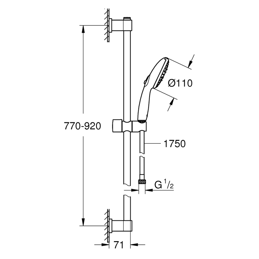 GROHE 26956001 - Set de ducha VITALIO START 110 900 mm, cromo brillante