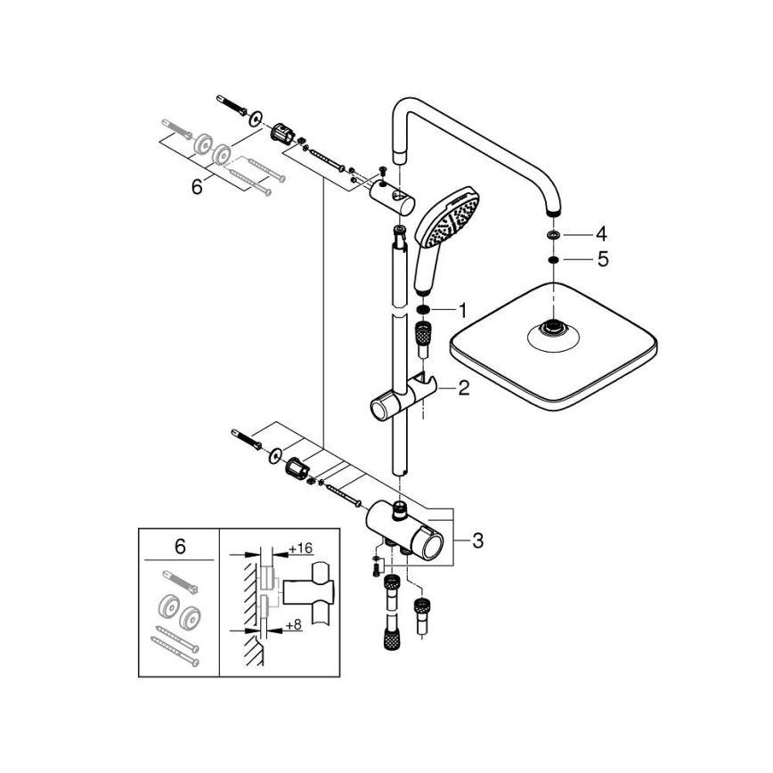 GROHE 26986001 - Sistema de ducha VITALIO COMFORT 250 cromo brillante