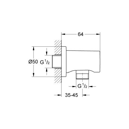 GROHE 27057000 - Codo de pared RAINSHOWER DN 15 cromo brillante