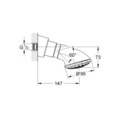 GROHE 27062000 - Rociador de ducha RELEXA 100 Five 95 mm, acabado cromado brillante