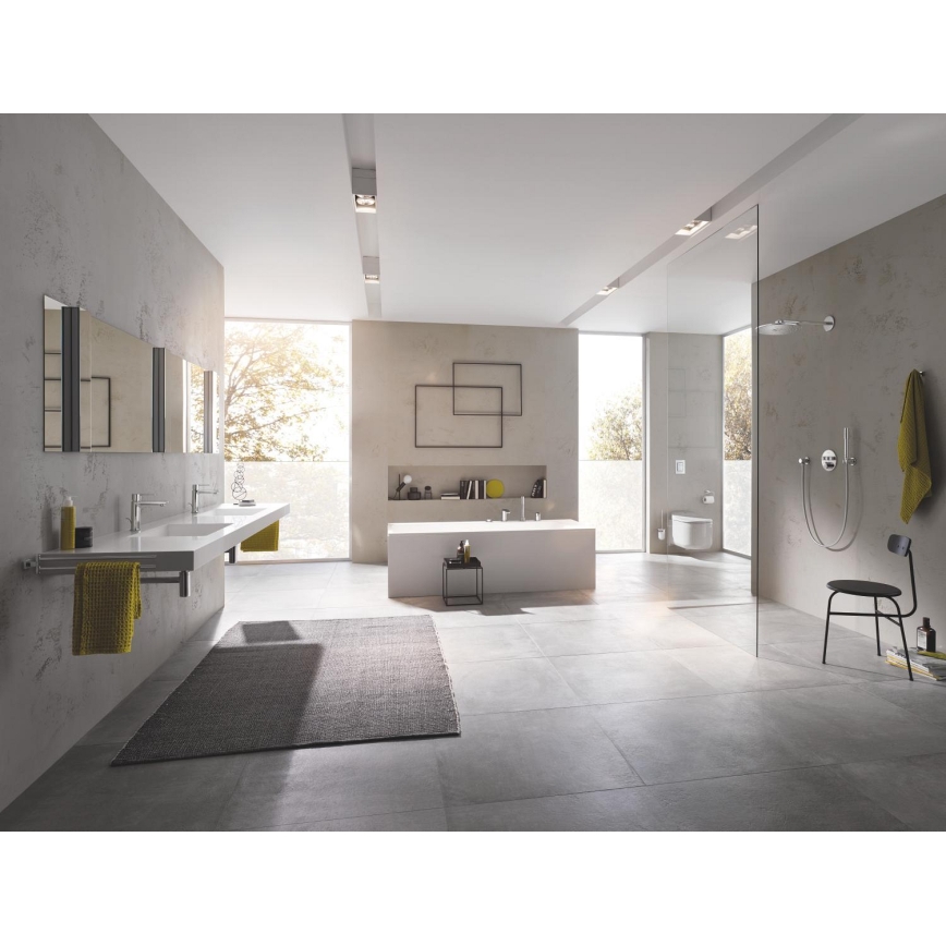 GROHE 27074000 - Soporte mural para ducha RAINSHOWER con roseta redonda, acabado cromado brillante
