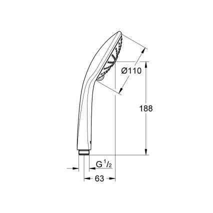 GROHE 27221000 - Ducha de mano TEMPESTA COSMOPOLITAN 100, 3 modos de chorro, acabado cromado brillante