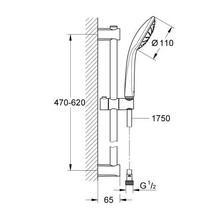 GROHE 27322000 - Set de ducha VITALIO JOY de 600 mm, cromo brillante