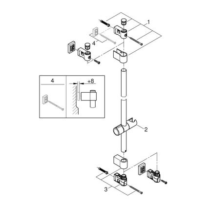 GROHE 277242431 - Barra de ducha VITALIO UNIVERSAL 600 mm negra