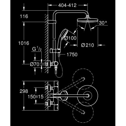 GROHE 27922001 - Juego de ducha con mezclador termostático TEMPESTA COSMOPOLITAN 210 cromo brillante