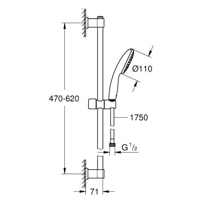 GROHE 27942001 - Conjunto de ducha VITALIO START 110 600 mm cromo brillante