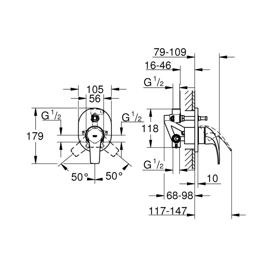 GROHE 29043000 - Grifo para bañera EUROCUBE en cromo brillante