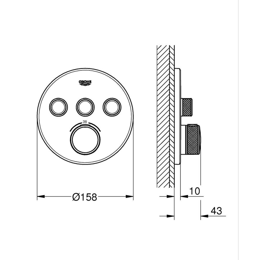 GROHE 29121A00 - Mezclador termostático empotrado para ducha GROHTHERM SMARTCONTROL grafito