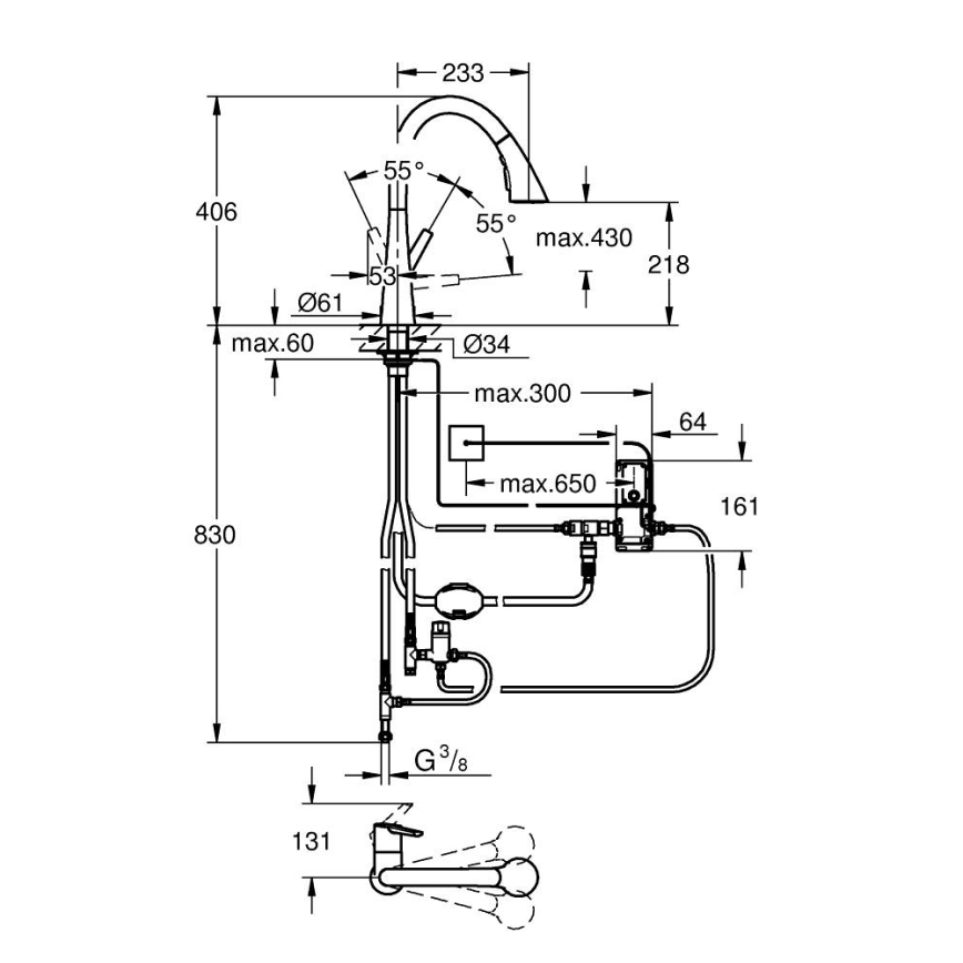 GROHE 30219002 - Grifo electrónico para fregadero ZEDRA TOUCH en cromo brillante