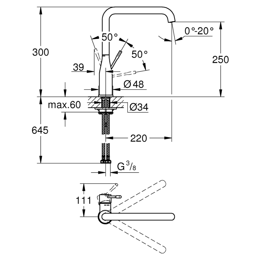 GROHE 30269000 - Grifo para fregadero ESSENCE de 292 mm, cromo brillante