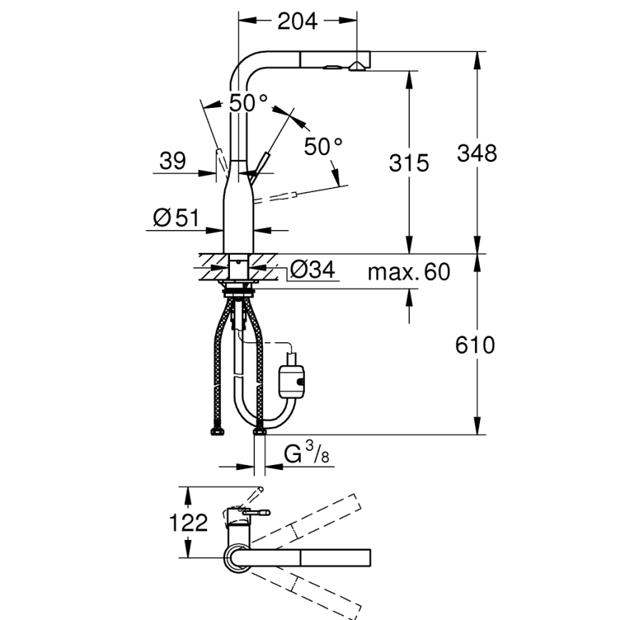 GROHE 30270DL0 - Grifo para fregadero ESSENCE, acabado bronce
