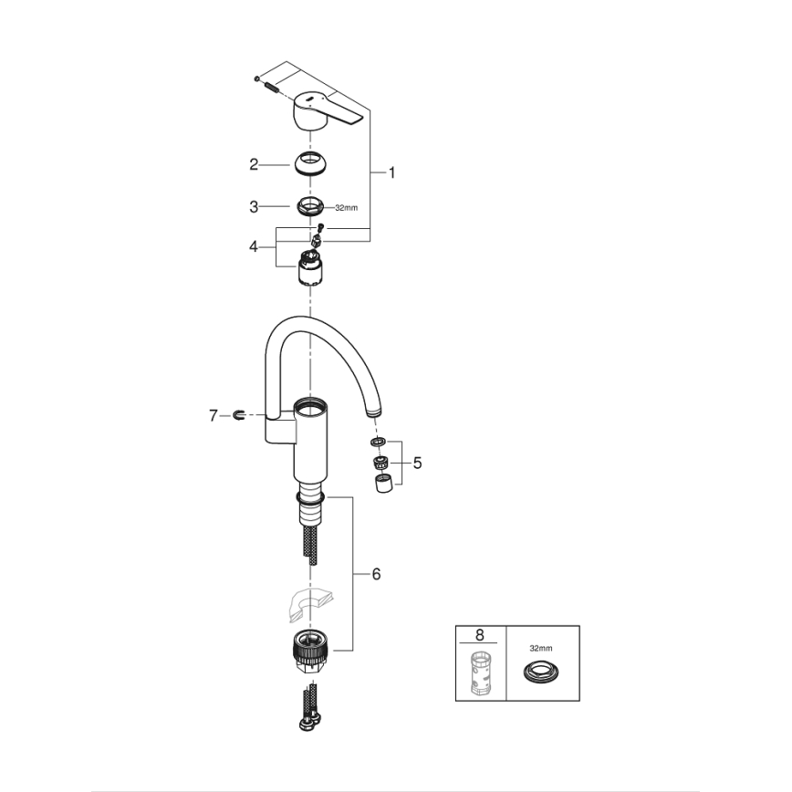 GROHE 30469000 - Grifo de fregadero START con caño alto, acabado en cromo brillante