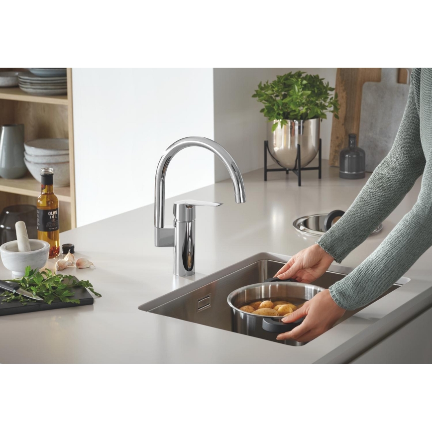 GROHE 30469000 - Grifo de fregadero START con caño alto, acabado en cromo brillante