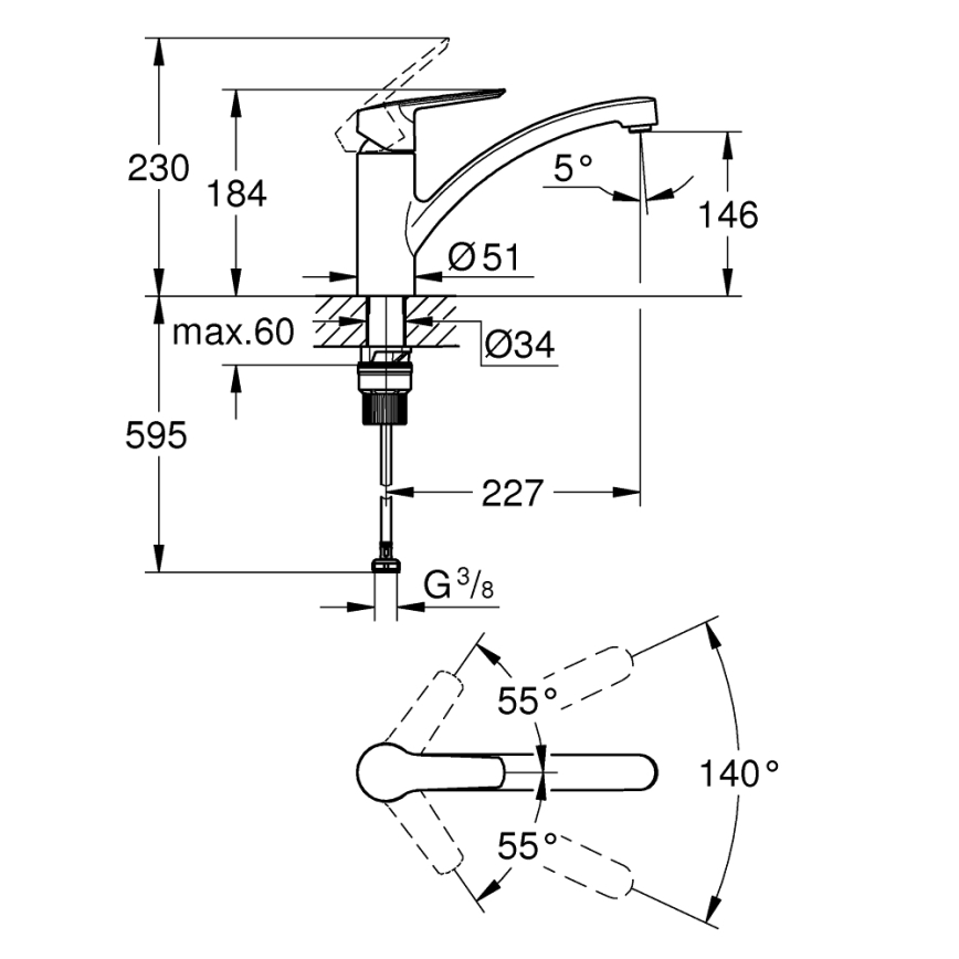GROHE 30530002 - Grifo de fregadero START, cromo brillante