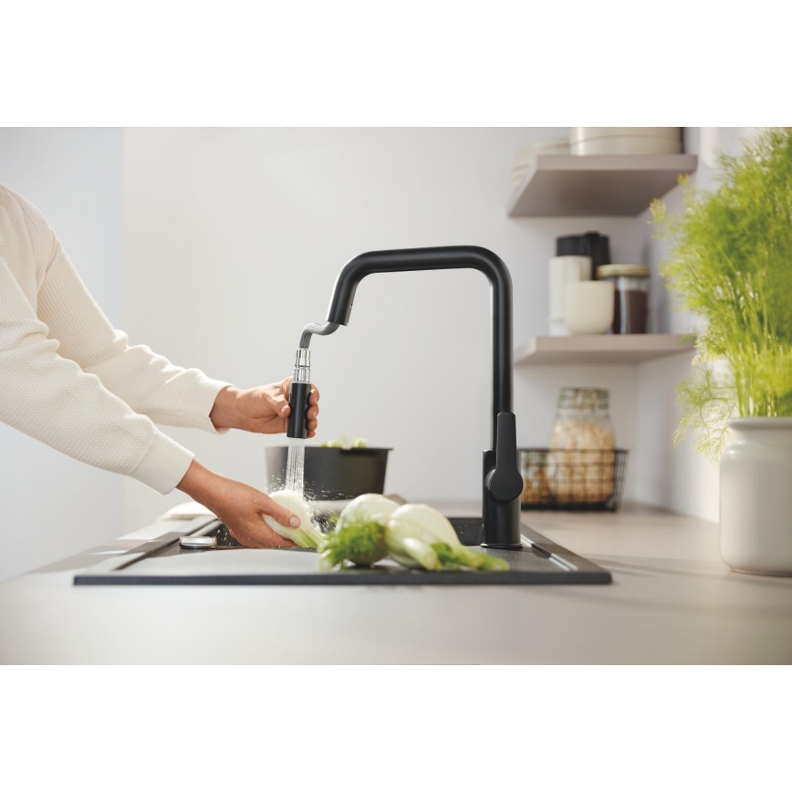 GROHE 306312430 - Grifo para fregadero QUICKFIX START 362 mm, negro