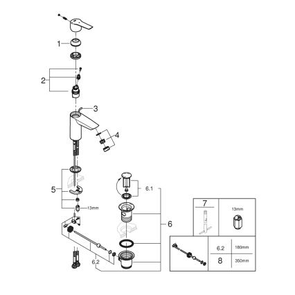 GROHE 31137002 - Grifo para lavabo QUICKFIX START tamaño S, acabado cromado brillante