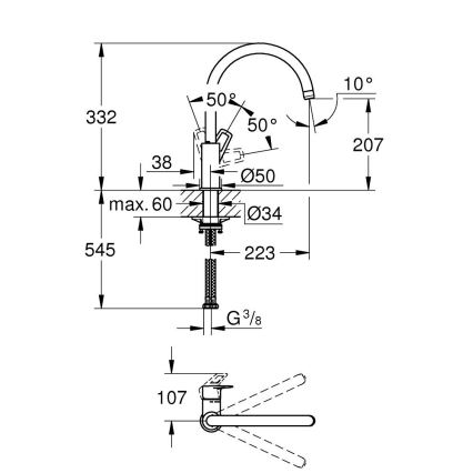 GROHE 31368001 - Grifo de fregadero BAULOOP cromo brillante