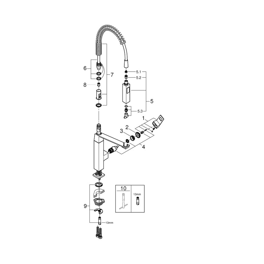 GROHE 31395000 - Grifo para fregadero EUROCUBE 547 mm, acabado cromo brillante