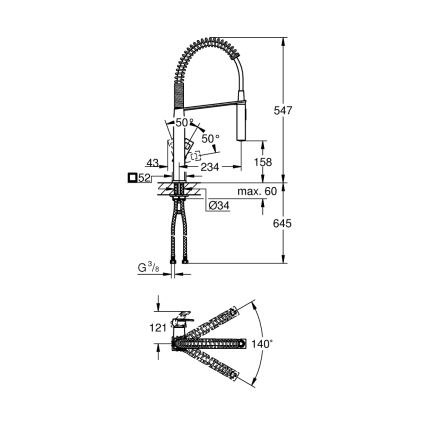 GROHE 31395000 - Grifo para fregadero EUROCUBE 547 mm, acabado cromo brillante