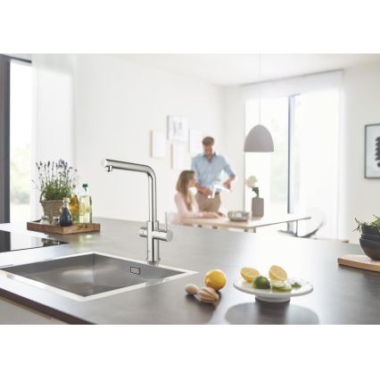 GROHE 31454001 - Grifo para fregadero BLUE HOME, pico en L, cromo brillante