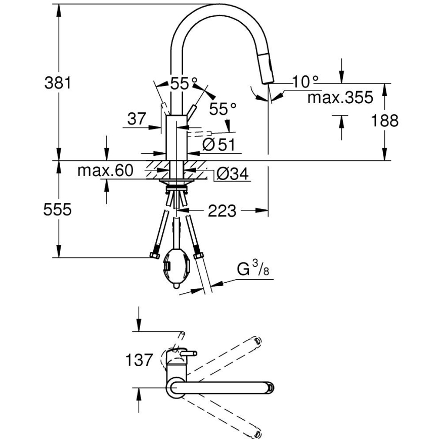 GROHE 31483002 - Grifo de fregadero CONCETTO, cromo brillante