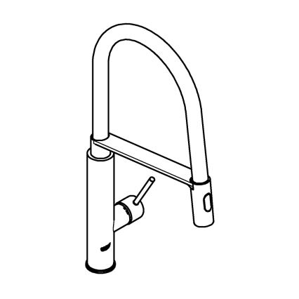 GROHE 31491000 - Grifo para fregadero CONCETTO con rociador profesional extraíble, cromo brillante