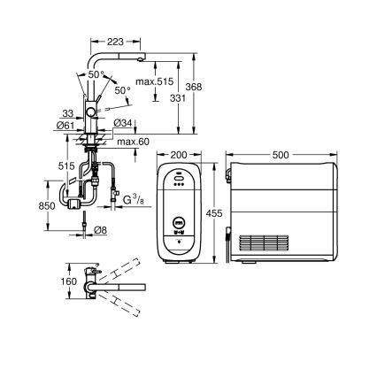 GROHE 31539000 - Grifo para fregadero BLUE HOME con caño en L, cromo pulido