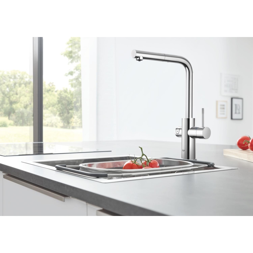 GROHE 31539000 - Grifo para fregadero BLUE HOME con caño en L, cromo pulido