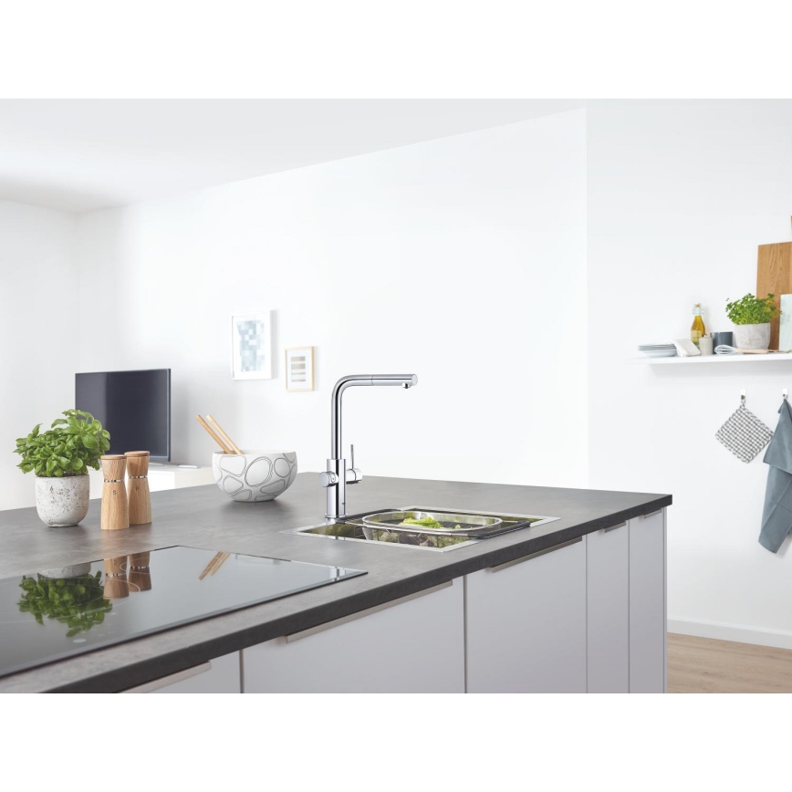 GROHE 31539000 - Grifo para fregadero BLUE HOME con caño en L, cromo pulido