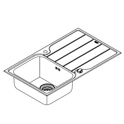 GROHE 31573SD1 - Juego de fregadero de cocina K500 con escurridor integrado y grifo A, 86×50 cm, acero inoxidable