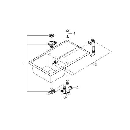 GROHE 31640AP0 - Fregadero de material compuesto K400 860 × 500 mm negro