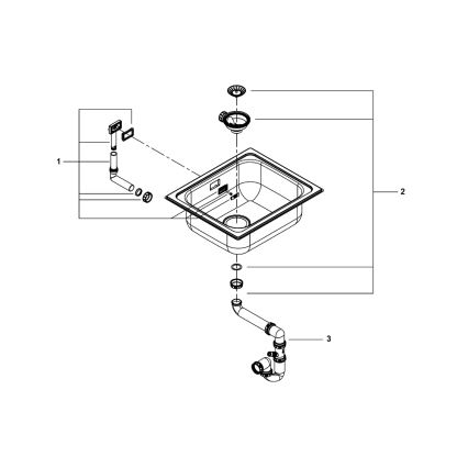 GROHE 31719SD0 - Fregadero de cocina K200 533 × 457 mm acero inoxidable