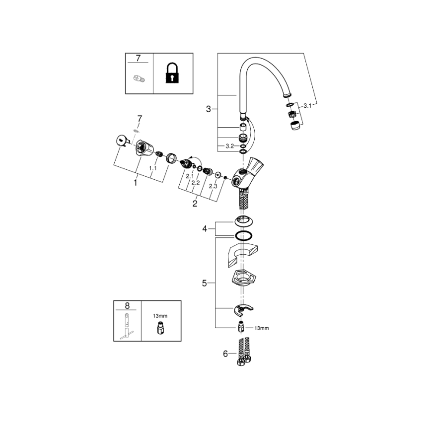 GROHE 31831001 - Grifo para fregadero COSTA L, cromo brillante
