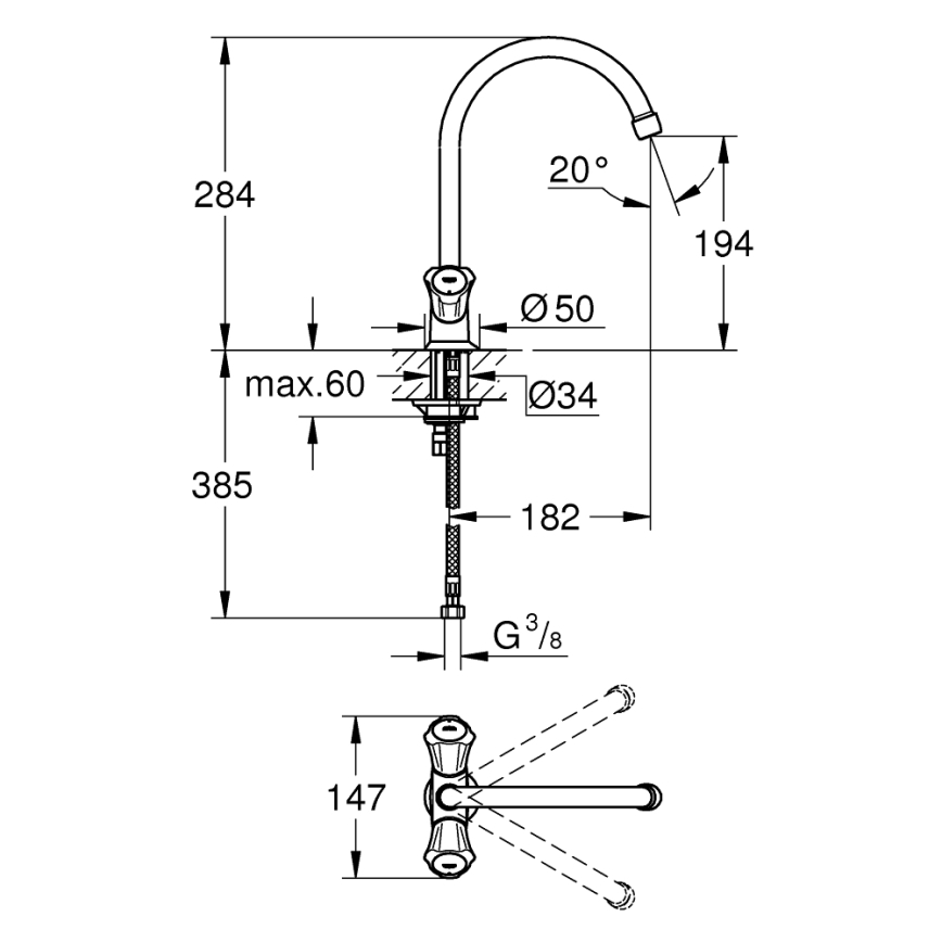 GROHE 31831001 - Grifo para fregadero COSTA L, cromo brillante