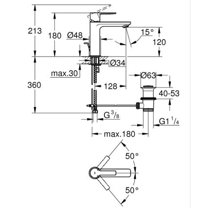 GROHE 32114001 - Grifo monomando para lavabo LINEARE DN 15, cromo brillante
