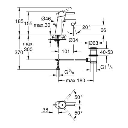 GROHE 32204001 - Grifo de lavabo CONCETTO DN 15 cromo brillante