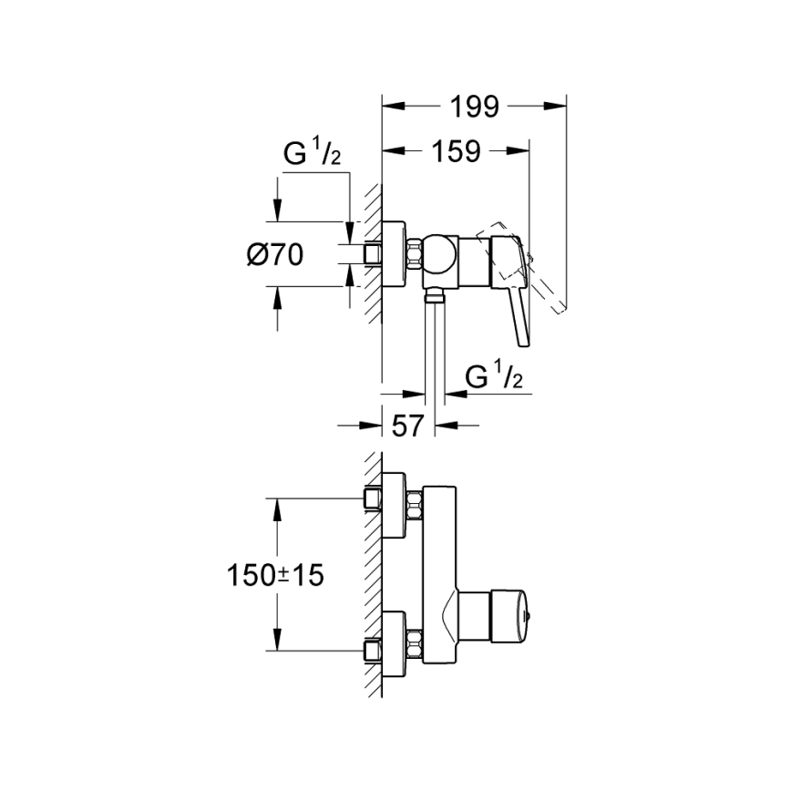 GROHE 32210001 - Grifo de ducha CONCETTO DN 15, acabado en cromo brillante