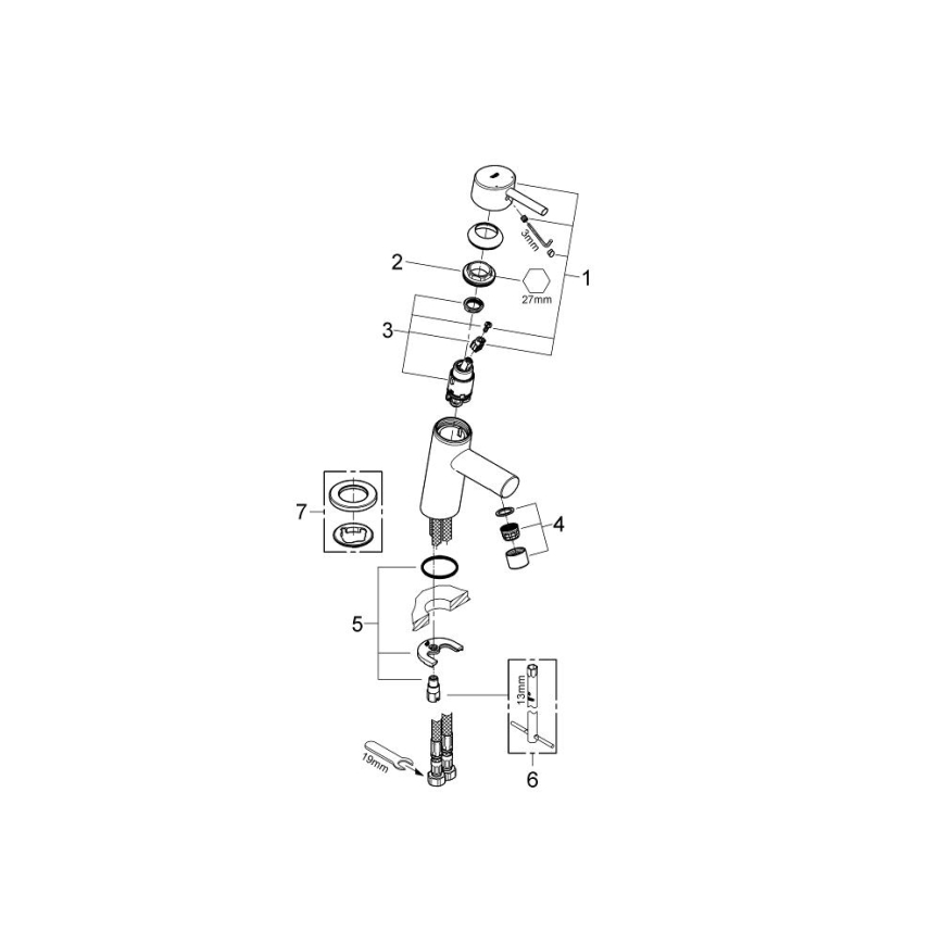 GROHE 3224010E - Grifo de lavabo CONCETTO DN 15 cromado brillante