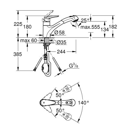 GROHE 32257001 - Grifo de fregadero EURODISC cromo brillante