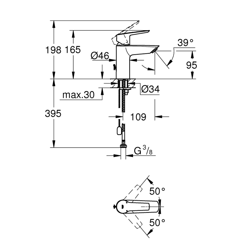 GROHE 32277002 - Grifo de lavabo START, tamaño S, acabado cromado brillante